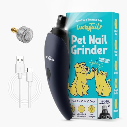 LuckyTail Dog Nail Grinder, Whisper-Quiet, Low-Vibration Trimmer with Light by LuckyTail