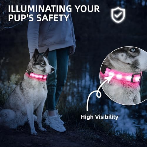 Super Bright LED Dog Collar, Waterproof Light up Collars(Pink, X-Small) - Image 5