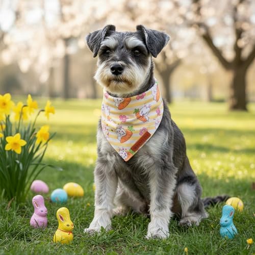 ADOGGYGO Easter Dog Bandana 2 Pack, Bunny Carrot Print Pet Scarf, Adjustable Fit Easter Bandanas for Small Dogs (Small) - Image 3