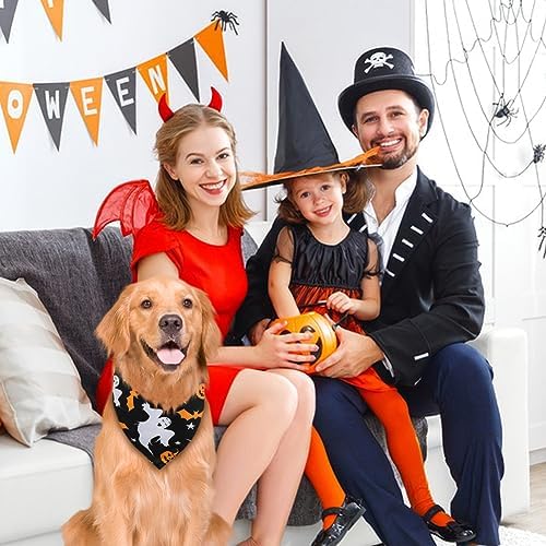 Vivifying 2 Pack Halloween Dog Bandanas, Spooky and Pumpkins Pattern - Image 6