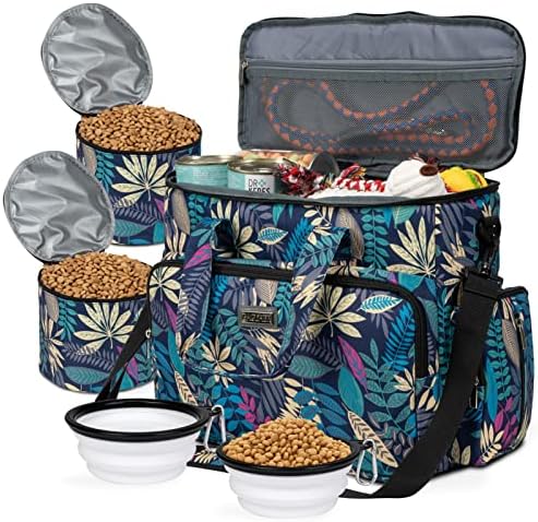 BAGLHER Dog Travel Bag, Pet Travel Bag (ALL Pet Travel Supplies), With 2 Pet Food Containers and 2 Collapsible Silicone Bowls; Essential Kits for Pet Travel Hawaii by BAGLHER