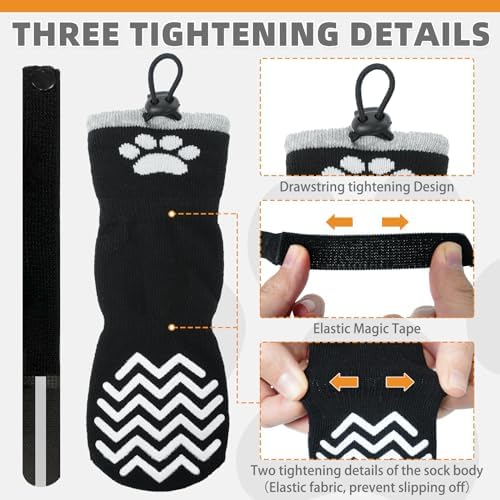 KOOLTAIL Non-Slip Dog Socks for Hot Pavement to Prevent Licking Paws,Dog Grippy Boots&Paw Protector with Reflective Straps, Non Twist Dog Shoes for Hardwood Floors for X -small Senior Dogs - Image 3