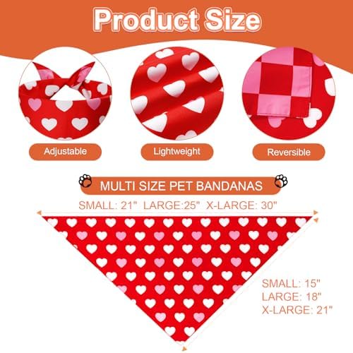 Valentines Dog Bandanas Large 3PCS, 6 Pattern Scarf for Boy Girl - Image 3