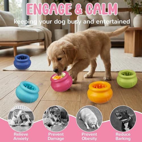 Wobbly Dog Enrichment Lick Toy, Stuffable Frozen Lick Bowl to Keep Dogs Busy, Long-Lasting Interactive Treat Dispensing Dog Toy, Silicone Fetch Catch Chew Toy(Rose,M) - Image 5