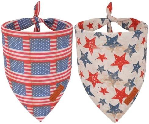 PTDECOR American Flag Dog Bandana, 4th of July Patriotic Pet Scarf, Small by PTDECOR
