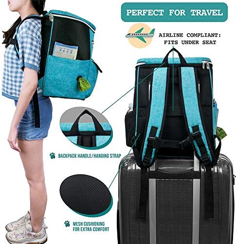 PetAmi Dog Travel Backpack 27L Airline Approved Pet Supplies Bag, Teal Blue - Image 5