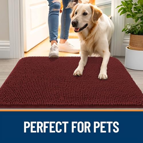 OLANLY Dog Door Mat for Muddy Paws 34x21, Super Absorbent Chenille Mud Mat - Image 6