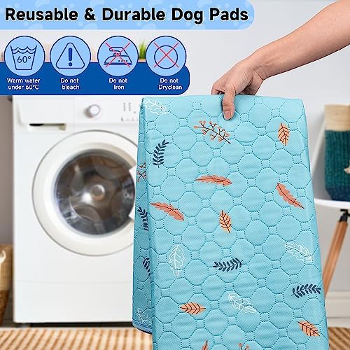 Sunheir Washable Pee Pads for Dogs 2-Pack Reusable Puppy Pads Pet Training Pads, Waterproof Dog Pee Pads for Crate, Whelping Pad, Non-Slip Protects Against Urine Leakage (Leaves - Sky Blue, 24x36) - Image 3