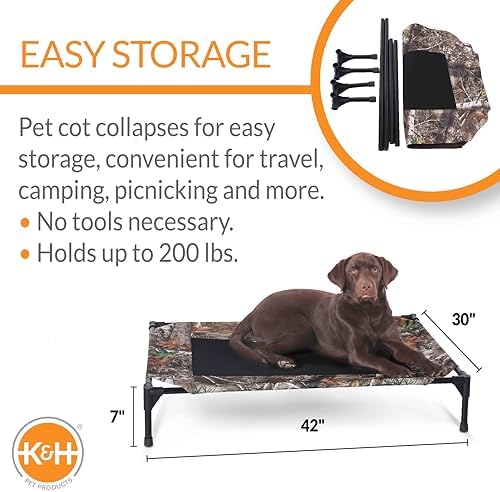 K&H Outdoor Elevated Dog Bed for Medium & Large Pets, Camo, Large 42x30in - Image 2