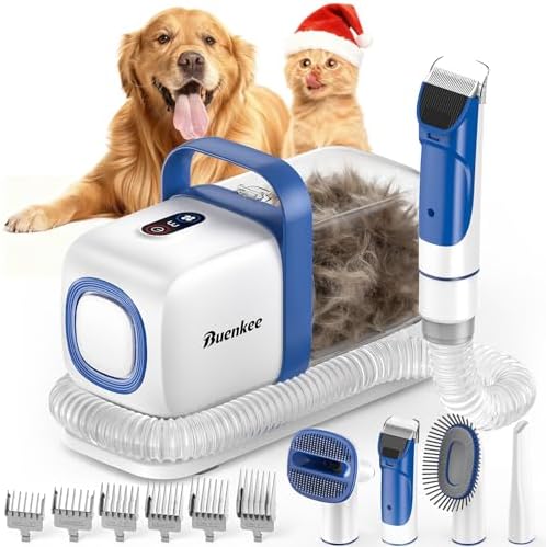 Buenkee Dog Grooming Vacuum Kit, 15000Pa Clipper, Shedding Brush, 2L, White by Buenkee