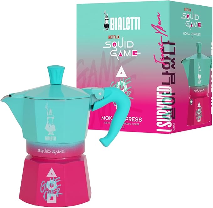 Bialetti Moka Express Squid Game©: Iconic Stovetop Espresso Maker, Moka Pot, Italian Coffee Maker, 3 Espresso Shots (4.3 oz - 130 ml), Aluminum by Bialetti