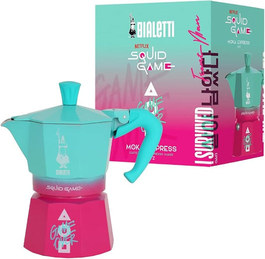 Bialetti Moka Express Squid Game©: Iconic Stovetop Espresso Maker, Moka Pot, Italian Coffee Maker, 3 Espresso Shots (4.3 oz - 130 ml), Aluminum by Bialetti