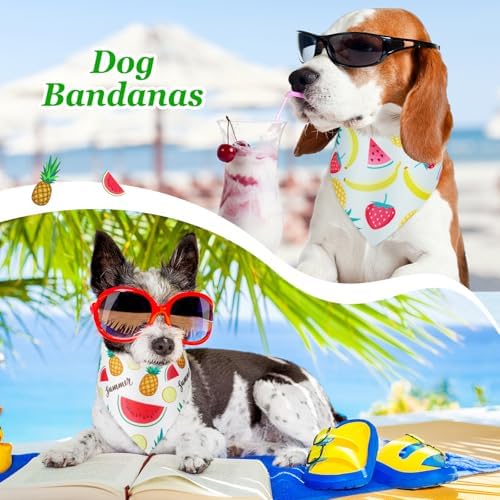 Weewooday 50 Pcs Fruit Dog Bandanas Bulk for Summer Soft Bibs Adjustable Triangle pet Bandana for Small Medium Large Costume(Fruits Pattern, 19.7 x 13.8 x 13.8 Inch) - Image 2
