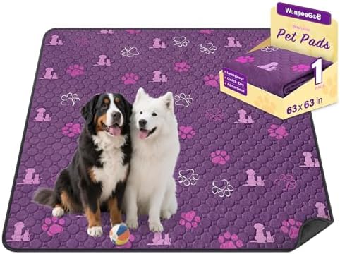 WanpeeGoo Washable Pee Pads for Dogs, Waterproof, 63 x 63 in, 1 Pack, Purp by WanpeeGoo