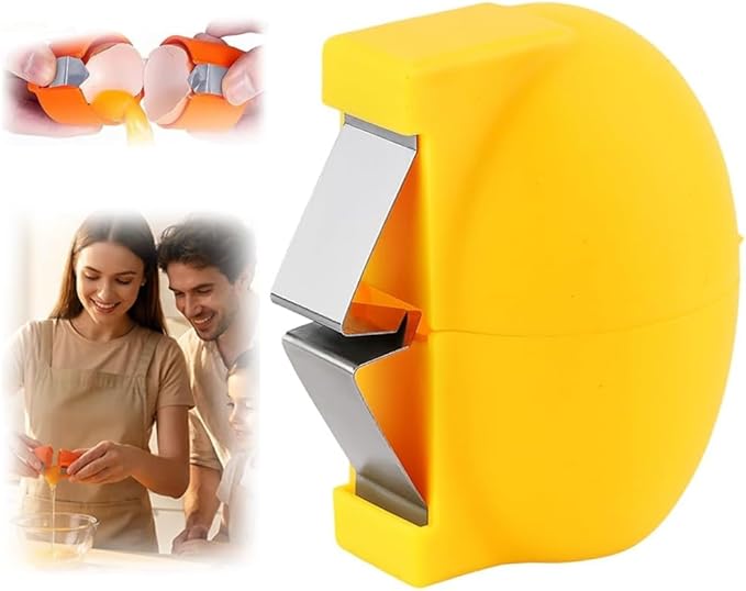 New Egg Shell Opener Egg Cracker Tool Stainless Steel, Multifunctional Egg Shell Opener for Raw Or Hard-Boiled Eggs, Kitchen Gadget for Cooking Baking (Yellow) by CLRZOLHighQualityTrustworthy