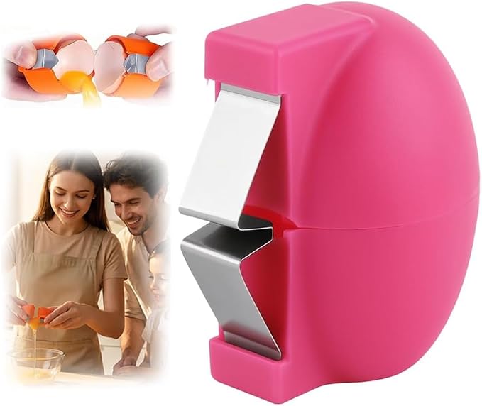New Egg Shell Opener Egg Cracker Tool Stainless Steel, Multifunctional Egg Shell Opener for Raw Or Hard-Boiled Eggs, Kitchen Gadget for Cooking Baking (Pink) by CLRZOLHighQualityTrustworthy