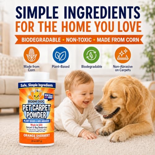 Bodhi Dog Natural Carpet Deodorizer Powder - Dry Pet Smell Eliminator & Urine Odor Remover - Loosens Fur & Dirt - Plant-Based Room Freshener for Vacuuming Home - Orange Sherbert (Pack of 1) - Image 5