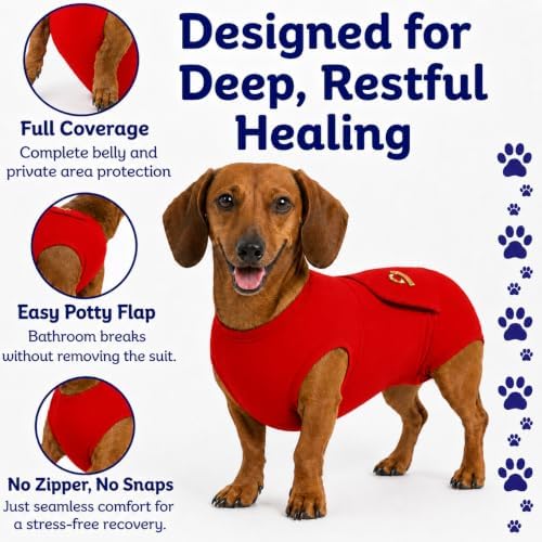 Surgi Snuggly Dog Surgery Recovery Suit, Cone Alternative, Spay/Neuter S - Image 4