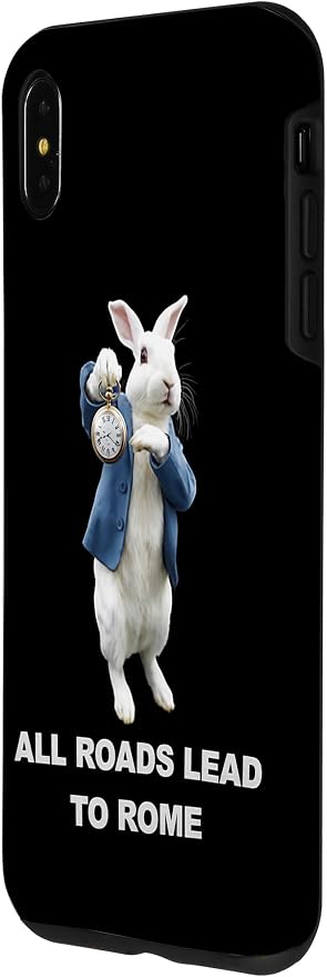 Funny AI Rabbit Meme Tshirt - All Roads Lead to Rome Humor Case for iPhone Xs Max - Image 2