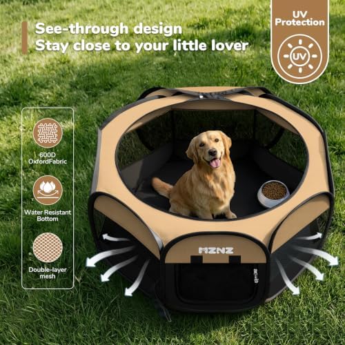 Dog Cat Playpen Indoor Outdoor, Small Animal Crate, Large, Yellow - Image 6