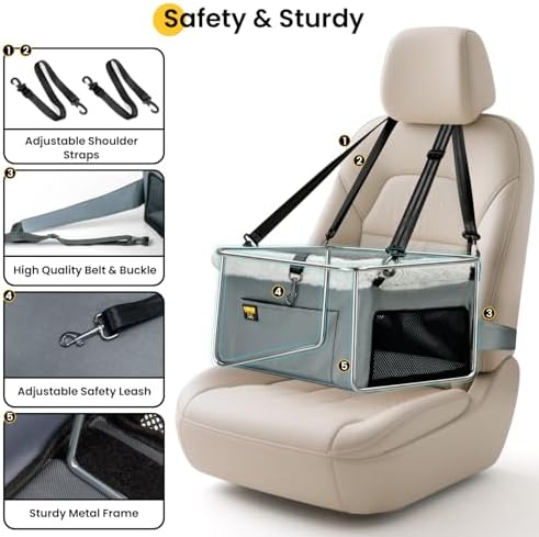 Conlun Elevated Pet Car Seat with Cooling Mat, Travel Booster for Small Dog - Image 4