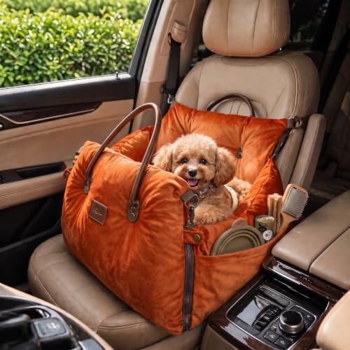 Pet Car Seat with Safety Tether, Carry Handles and Non-Slip Base,Orange by Unknown