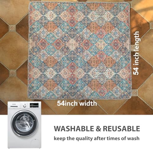 nunubaby Washable Pee Pads for Dogs, Stylish, Non-Slip and Leak-Proof Pee Pads. Reusable Potty Pads for Dogs for Crates and Floors.(Cream/Multi, 54" x54" ) - Image 4