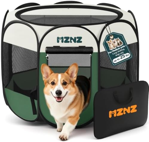 Dog Cat Small Animal Puppy Playpen Crate, Medium, Dark Green by MZNZ