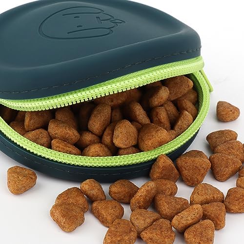 WALLFID Silicone Dog Treat Pouch, 2PCS Pet Walking Bag, Pocket Size, Easy to Clean, Odorless, Zipper Design, Moisture-proof, Portable Training Bag (Lake Blue & Green, 3.55 x 3.55 x 1.18 inches) - Image 2