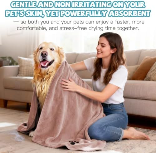Puomue Microfiber Dog Towels for Drying Dogs, Super Absorbent and Soft Pet Towels for Dogs or Cats, 40''X23.6'', Pet-Friendly, Perfect for Pets of Different Fur Types. (Brown, 40''X23.6'' - 2pack) - Image 5