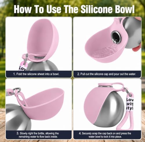 Portable Dog Water Bottle with Collapsible Silicone Bowl & Cleaning Brush - Image 4