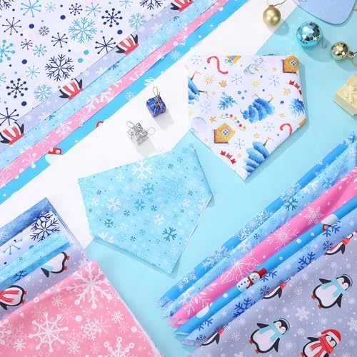Weewooday 50 Pcs Winter Bandanas Bulk for Dogs Snowflake Cats Bandanas Charm Soft Triangle Bibs Adjustable Scarf for Small Medium Large Pets Winter Costume(19.7 x 13.8 x 13.8 Inch) - Image 5