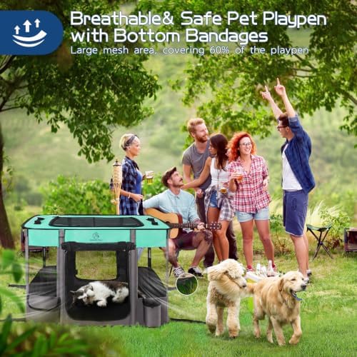 ROMANTIC BEAR Dog Playpen,Foldable Pet Puppy Cat Playpen,L(40"x32"x24") - Image 3