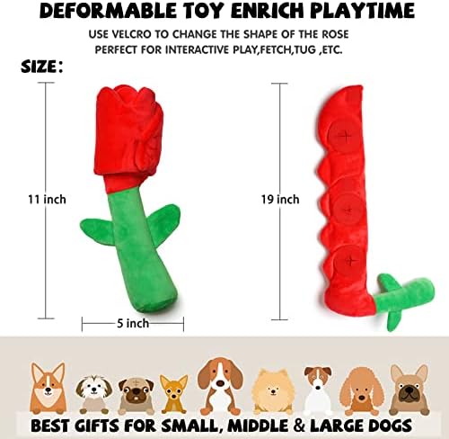 lilfrd Rose Valentines Day Dog Toy, Squeaky Crinkle Puzzle Gift for Dogs - Image 3