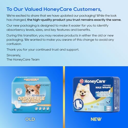 HONEY CARE All-Absorb A27 Male Dog Wrap, 50 Count, Extra Small - Image 2