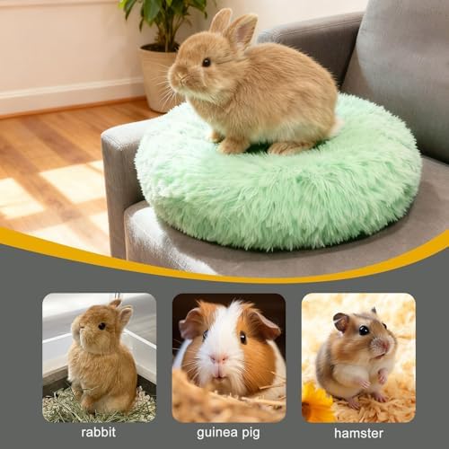 Bunny Rabbit Hideout Bed Small Animal Bedding Donut-Shaped Burrowing Pet Bed Soft and Warm Hideaway with Spandex and Fleece Bottoms Cozy Carrier, Cage Accessories - Image 3