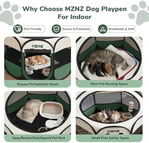 Dog Cat Small Animal Puppy Playpen Crate, Small, Dark Green - Image 3