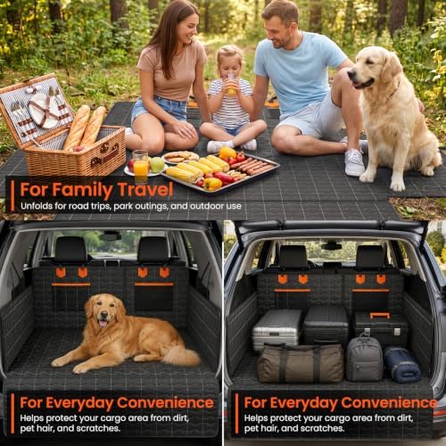 IJVAE SUV Cargo Liner for Dogs, Waterproof Dog Trunk Cover with Bumper Flap Protector, Pet Cargo Mat for SUVs Sedans Vans, Non-Slip Scratchproof Dog Seat Cover，Large Size Universal Fit, Black - Image 6