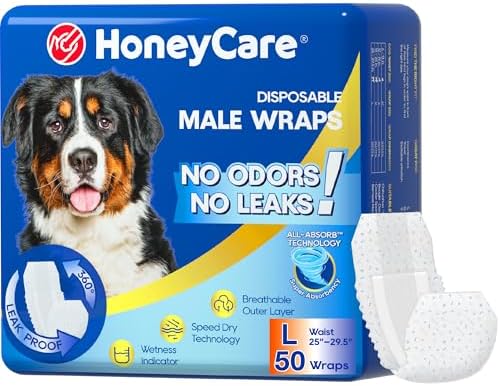 HONEY CARE All-Absorb A24 Male Dog Wrap, 50 Count, Large by HoneyCare