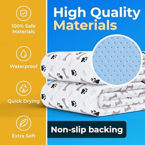 GREEN LIFESTYLE Washable Pee Pads for Dogs - Waterproof Reusable Puppy Pads with Anti-Slip Backing, Pet Training Pad for Puppy Playpen, Crate, Whelping Box, Potty Training (Pack of 2 - 48x48) - Image 6