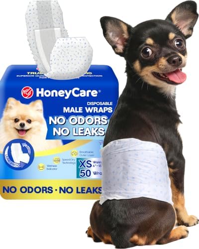 HONEY CARE All-Absorb A27 Male Dog Wrap, 50 Count, Extra Small by HoneyCare