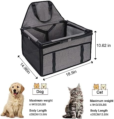 GENORTH Dog Car Seats for Small and Medium Dogs,Portable Puppy/Pet Car Booster Seat with Clip-On Leash and Mesh Window for Pet Up to 20 lbs - Image 5