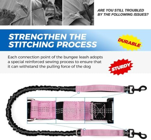 Hands Free Dog Leash with Dog Walking Fanny Pack, Pink - Image 6
