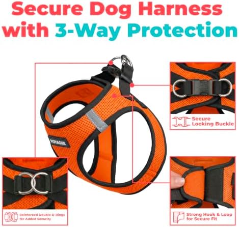 Voyager Step-in Air Dog Vest Harness - Orange/Black Trim, Small - Image 2