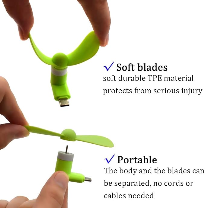 ULBTER [4 Pieces] Type USB C Android Cell Phone Fan for Samsung Galaxy S26 Ultra S26 S25 S25+ S24 S23 S22 S21 S20,Note 20 Ultra,A57 A56 A55 A37 A36 A17 A16, for OnePlus 15 13 12 Mini Fan phone - Image 3