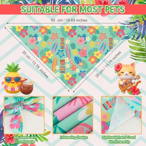Weewooday 50 Pcs Summer Bandanas Bulk for Dogs Kerchief Bibs Scarves with Beach, Fruit, Hawaii Ice Cream Luau Aloha Rainbow Pool for Small Medium Large Grooming Accessories(19.7 x 13.8 x 13.8 Inch) - Image 3