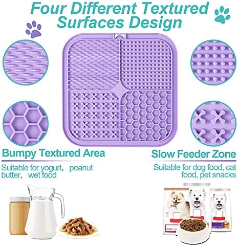 LUKITO 3PCS Licking Mat for Dogs & Cats with Suction Cups, Dog Peanut Butter Lick Pads for Anxiety Relief & Boredom Reducer, Slow Feeder Dog Bowls, Perfect for Bathing, Grooming and Training - Image 5