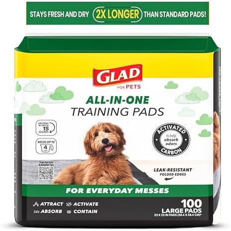 Glad for Pets Activated Carbon Disposable Dog Training Pads, 100 Count by GladTrashFoodStorage