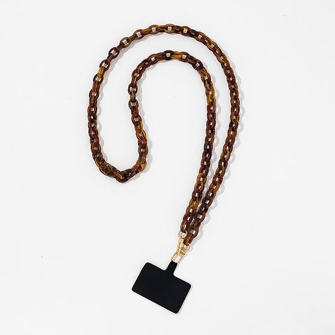 Phone Crossbody Chain Cellphone Lanyard, Acrylic Shouder Strap Universal Lanyard Chain with Tether Patches Compatible with Most Phones Bag Purse (coffee - Image 3