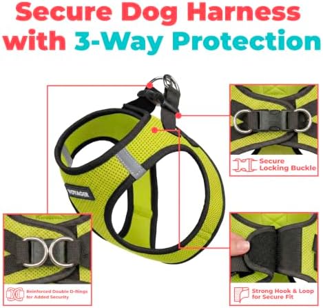 Voyager Step-in Air Dog Vest Harness - Lime Green/Black Trim, Small - Image 2